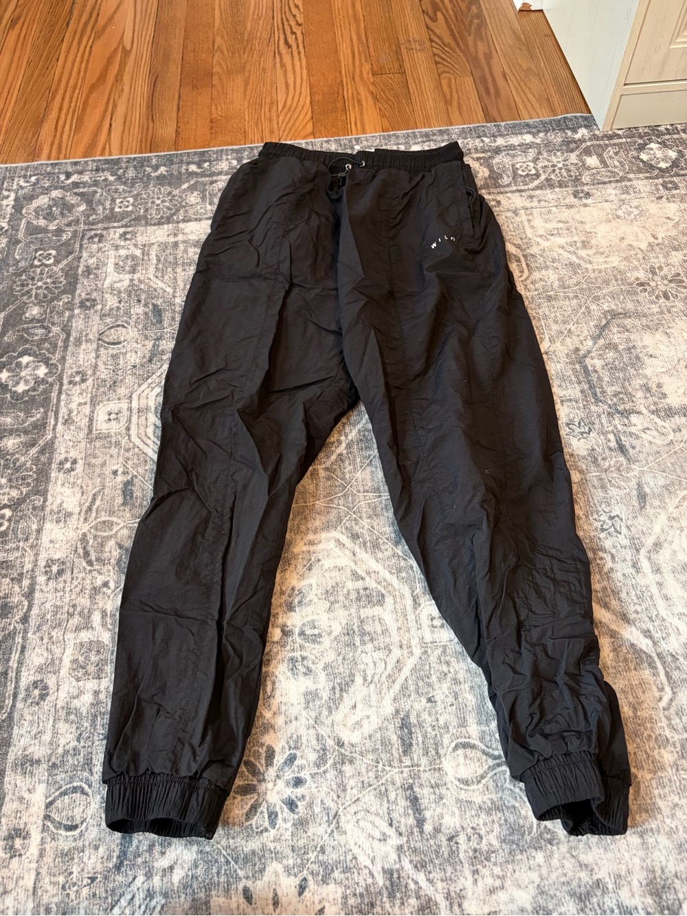 Women's Black Rain/wind Joggers with Elastic Cuffs